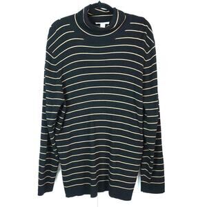 Coldwater Creek Black Tan Striped Ribbed Turtleneck Tunic Womens Plus 2X 20-22